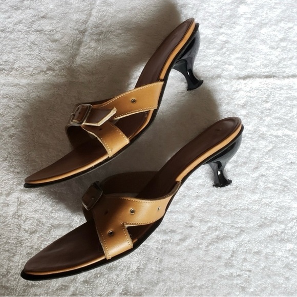 Honey kitten heel Italian leather sandals size 7 - Picture 4 of 12